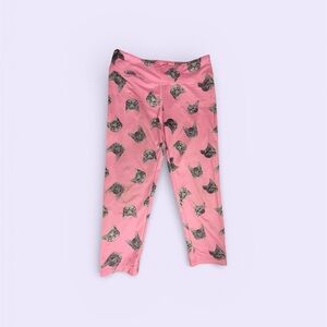 Pink Cat Print Kids Leggings